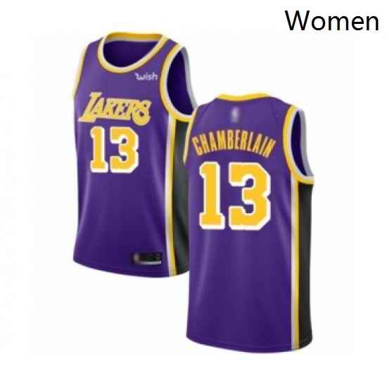 Womens Los Angeles Lakers 13 Wilt Chamberlain Authentic Purple Basketball Jerseys Icon Edition
